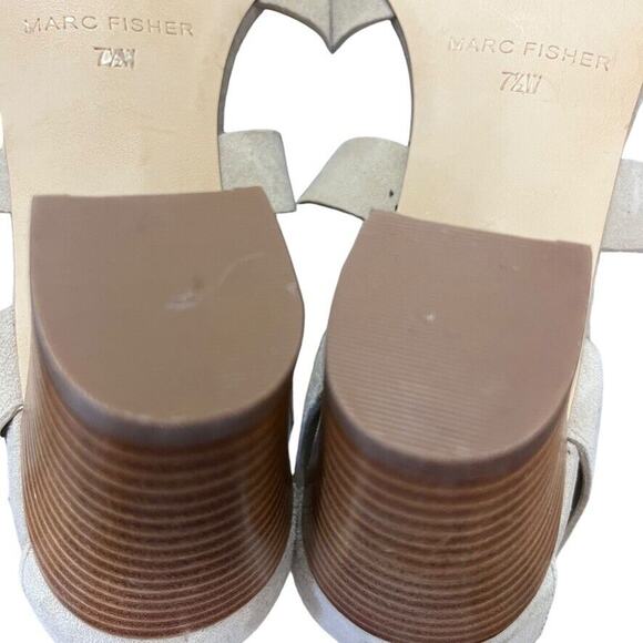 Marc Fisher Paradox Leather Suede Gladiator High Heels Sandals Shoes Gray 7.5 W - Picture 14 of 16